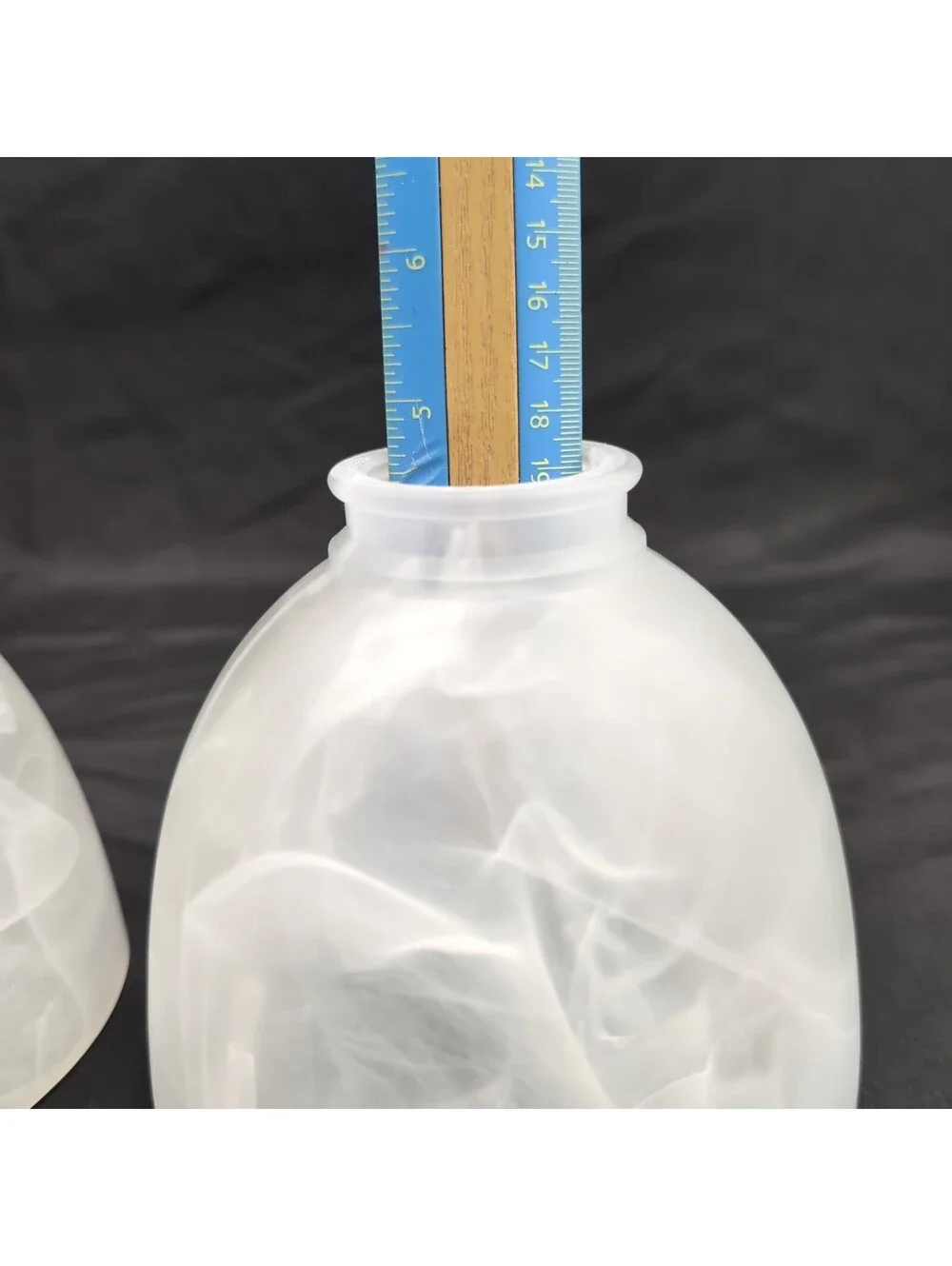 Frosted Glass Lamp Shades Alabaster White Faux Swirl Bell Replacement Set 2 VTG